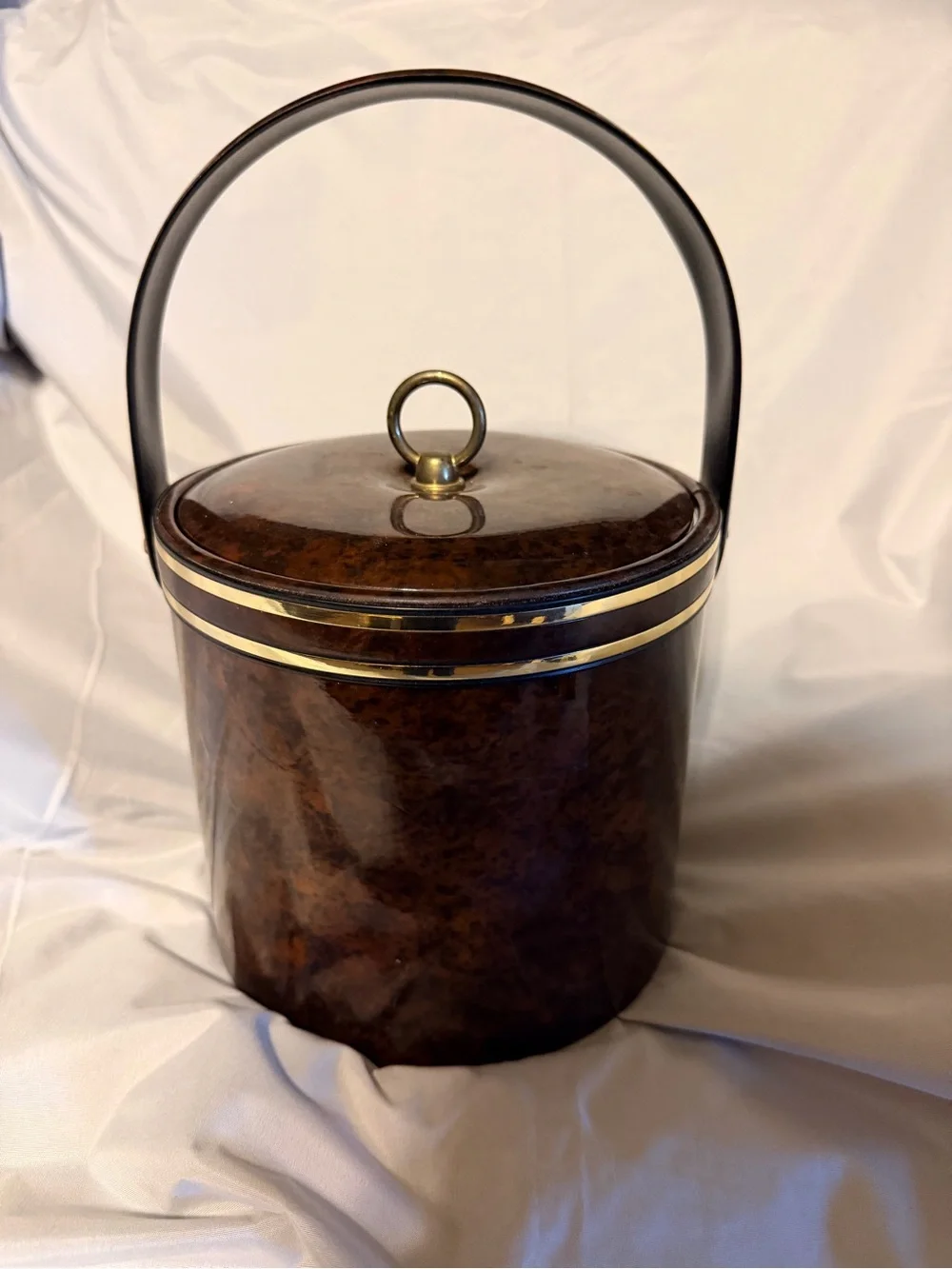 Vintage Georges Briard Faux Tortoise Ice Bucket Brass MCM Barware